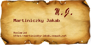 Martiniczky Jakab névjegykártya
